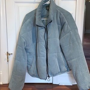 Blue corduroy puffer jacket
